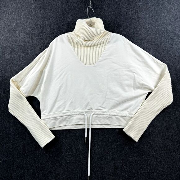 Varley Britannia Sweatshirt Women's Small Ivory Turtleneck Ribbed - Picture 1 of 7